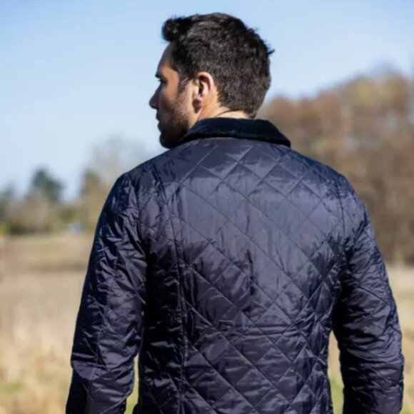 Barbour Men's Liddesdale Quilted Jacket MSRP $ 270 in Navy British Heritage - Picture 10 of 16